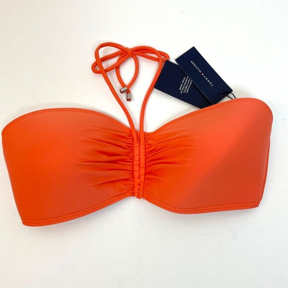 TOMMY HILFIGER Convertible Bandeau Bikini Top Large Orange - Picture 4 of 9